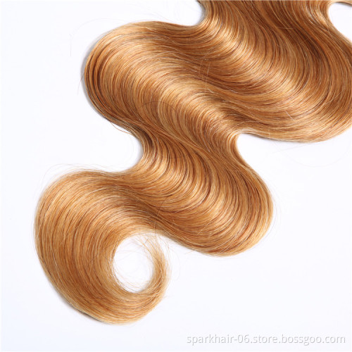9a 100g SPARK Remy Human Hair Weaving Bundle for Women Weave Hair Extension Brazilian Ombre Black Light Brown Body Wave 1b/27